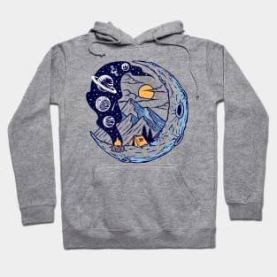 camping moon illustration Hoodie